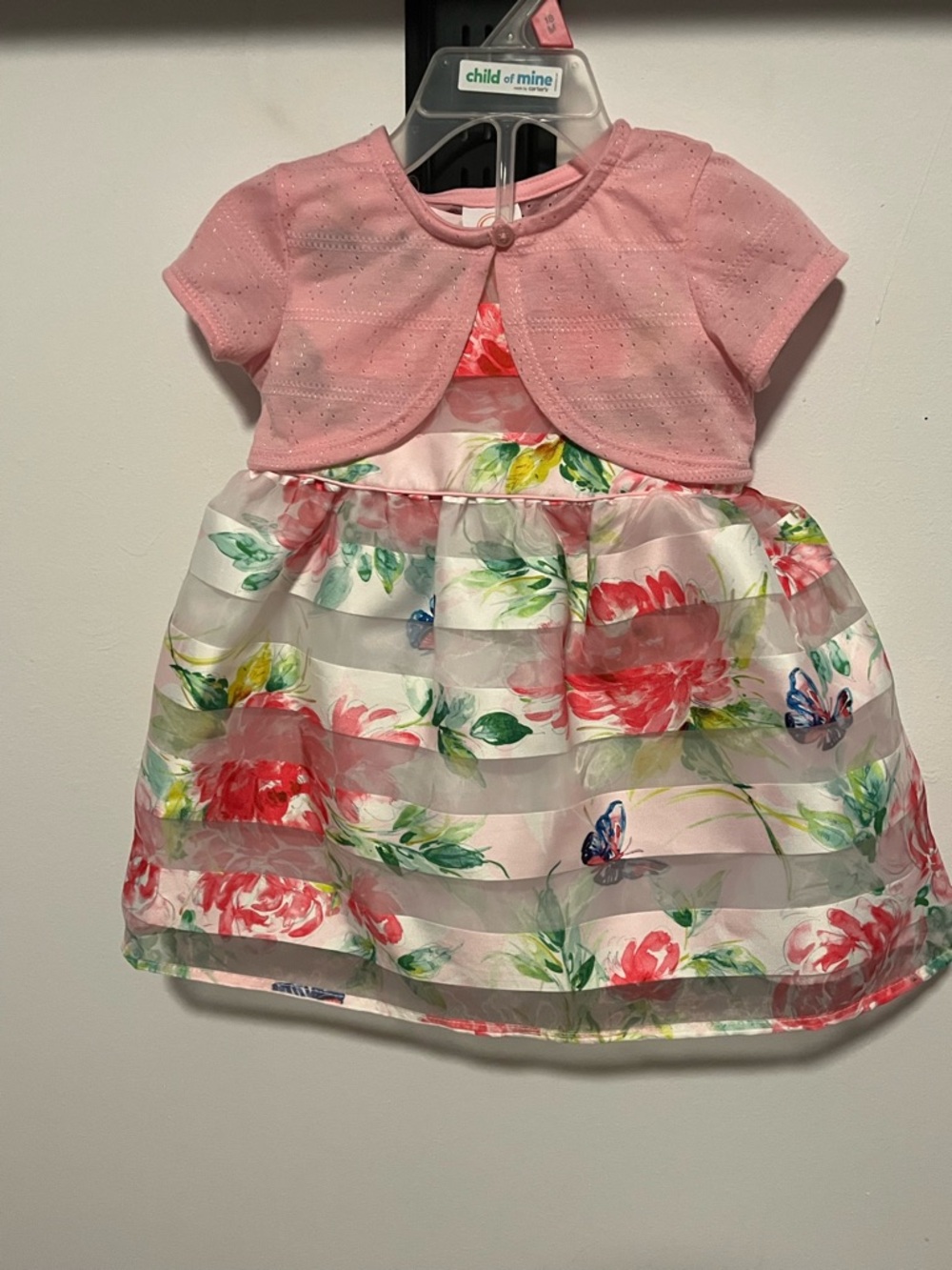 Pink Floral Organza Dress with Bolero